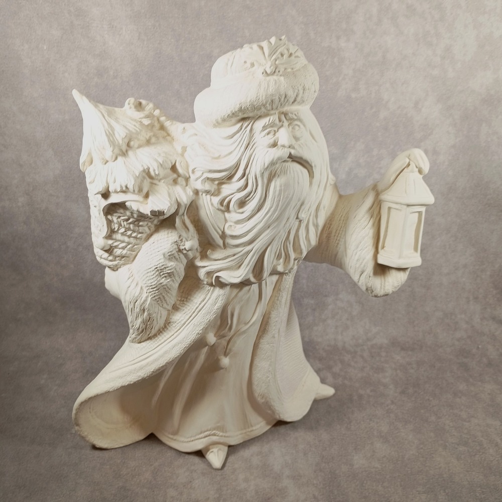 GARE Unfired Bisque Santa Figurine‎ 10.5" Tall Ready to Paint Vintage Ceramics